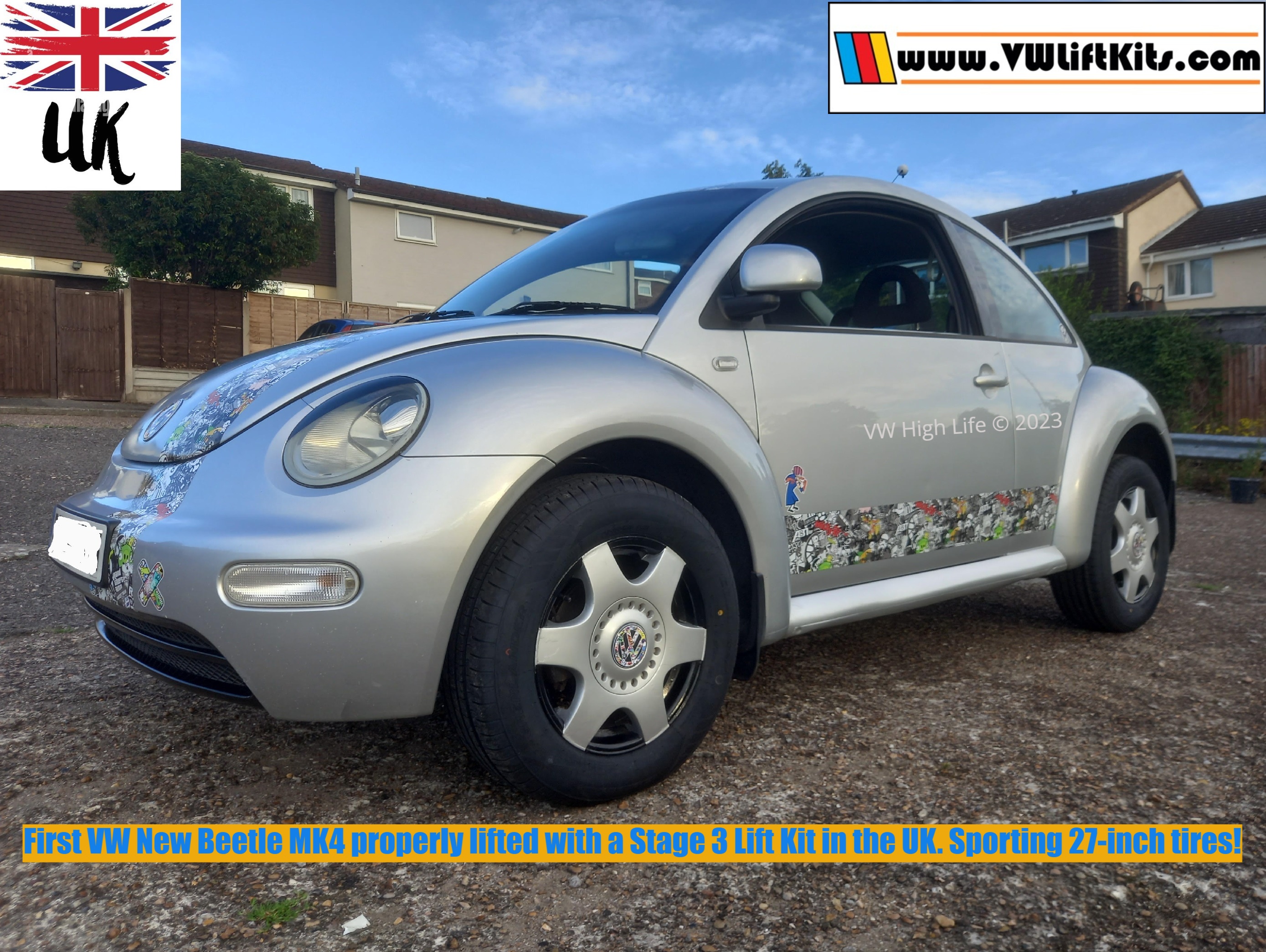 Congrats to Martin for properly lifting his wife's Beetle with a Stage 3 Kit.